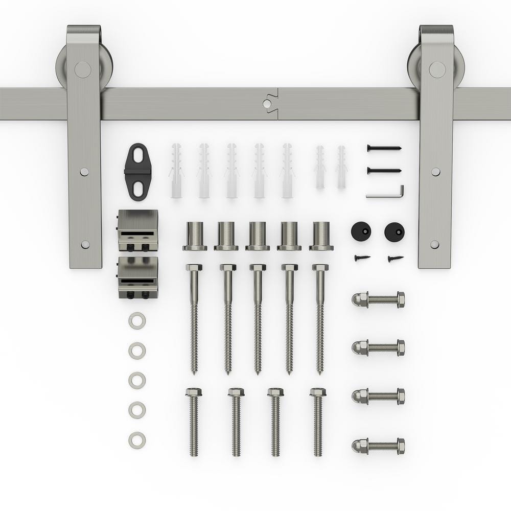 6.6 ft./79 in. Brushed Nickel Sliding Barn Door Track and Hardware Kit with