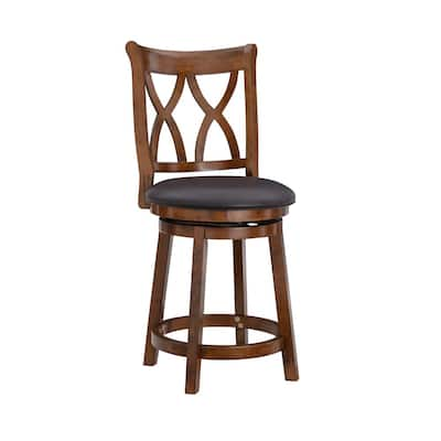 Hausfame 38 in. Brown Low Back Metal Frame Swivel Bar Stool with Round  Leather Seat (Set of 2) HUSF-SBS1006BN-30 - The Home Depot