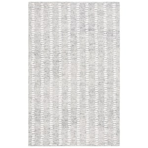 Abstract Gray/Ivory 3 ft. x 5 ft. Striped Stone Area Rug