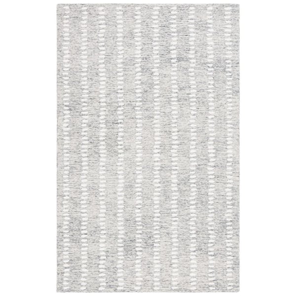 SAFAVIEH Abstract Gray/Ivory 4 ft. x 6 ft. Striped Stone Area Rug