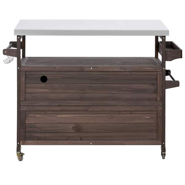 ARTCHIRLY Dark Brown Stainless Steel Top 50.25 in. Wood Kitchen