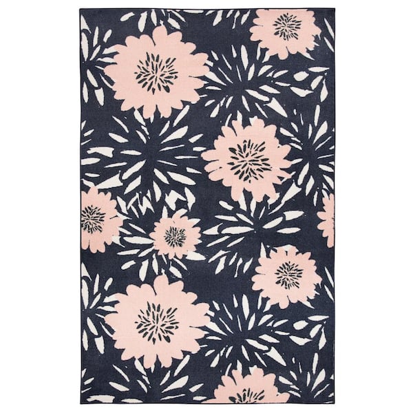 Mohawk Home Flower Burst Navy 5 ft. x 8 ft. Floral Area Rug