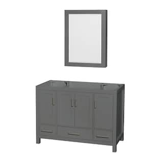 Sheffield 47 in. W x 21.5 in. D x 34.25 in. H Single Bath Vanity Cabinet without Top in Dark Gray with MC Mirror