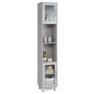 12 in. W x 13 in. D x 71 in. H Gray Freestanding Bathroom Storage Linen Cabinet