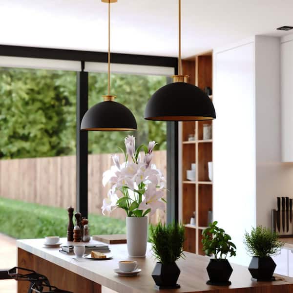 VAXCEL Devon 1-Light Matte Black and Gold Satin Brass LED
