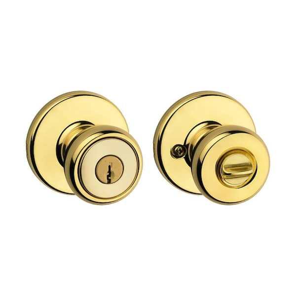 Tylo Polished Brass Keyed Entry Door Knob Featuring Microban Antimicrobial Technology