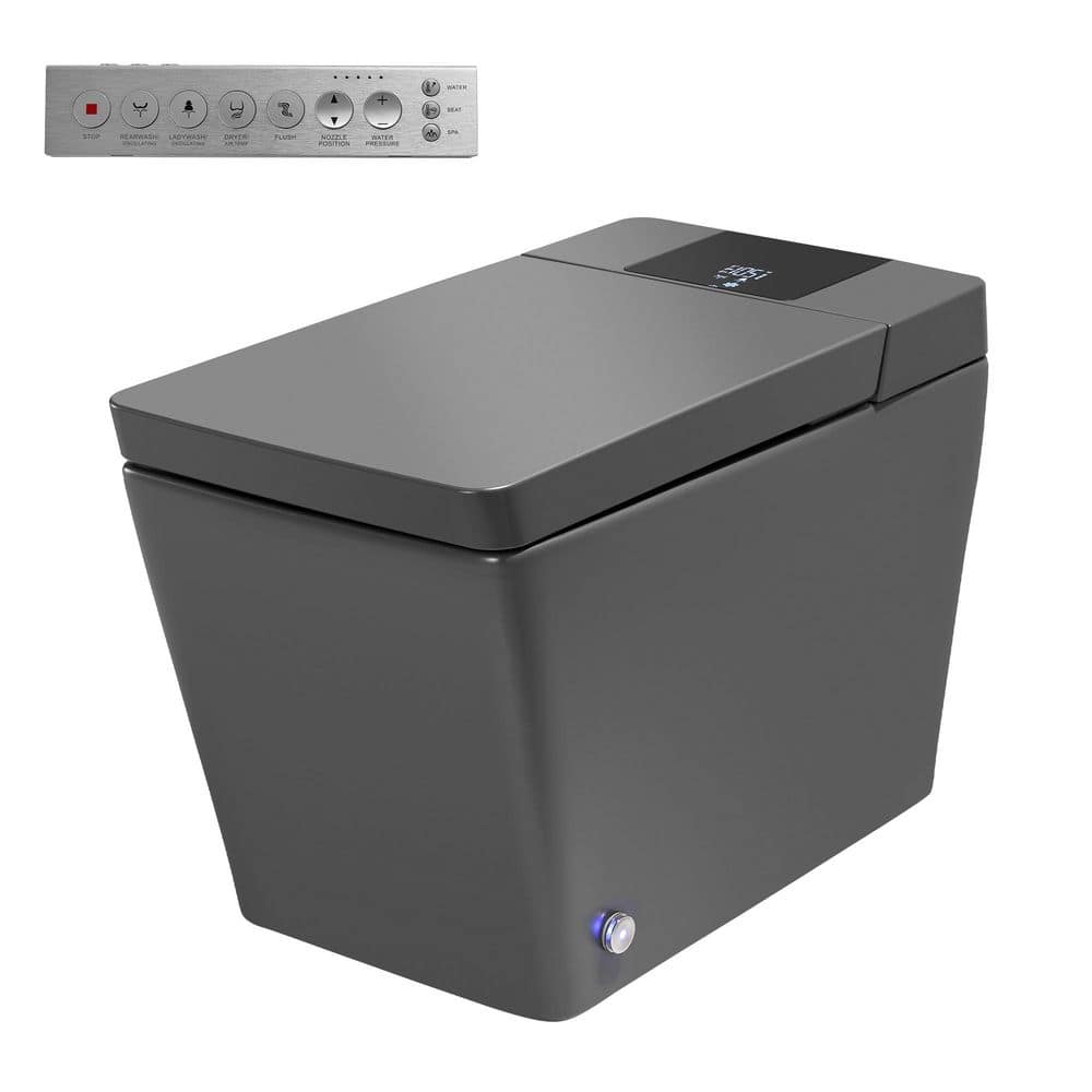 Rectangular Smart Bidet Toilet 1.28 GPF in Grey with Auto Flush, Remote Control, Foot Sensor, Night Light, Heating price history on PriceWatchPro