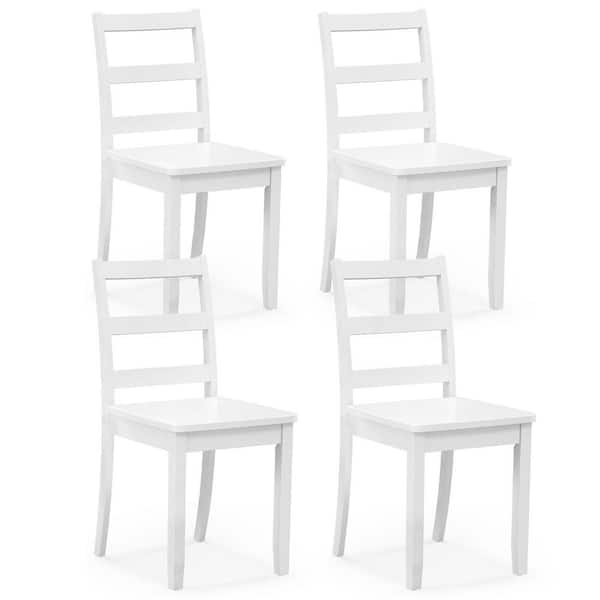 Gymax White Dining Chairs Set of 4 Wood Dining Room Kitchen Side Chairs for Living Room
