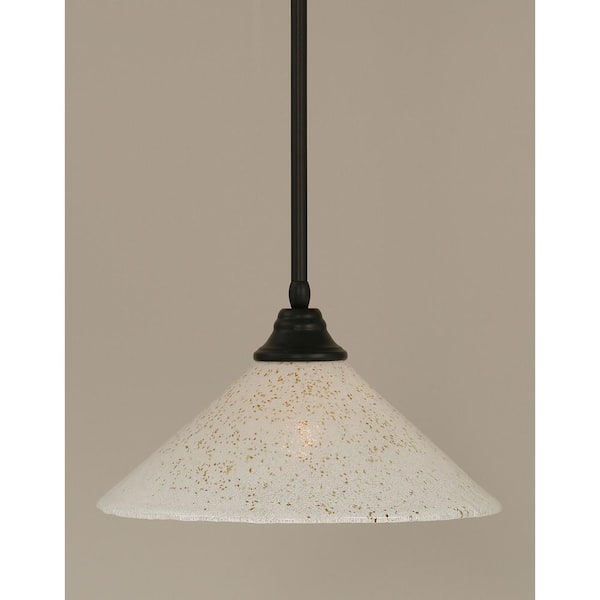 Unbranded Sparta 100-Watt 1-Light Matte Black Bowl Mini Pendant Light with Glass Shade