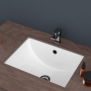 7.6 in . Ceramic Undermount Rectangular Bathroom Sink in White with Overflow