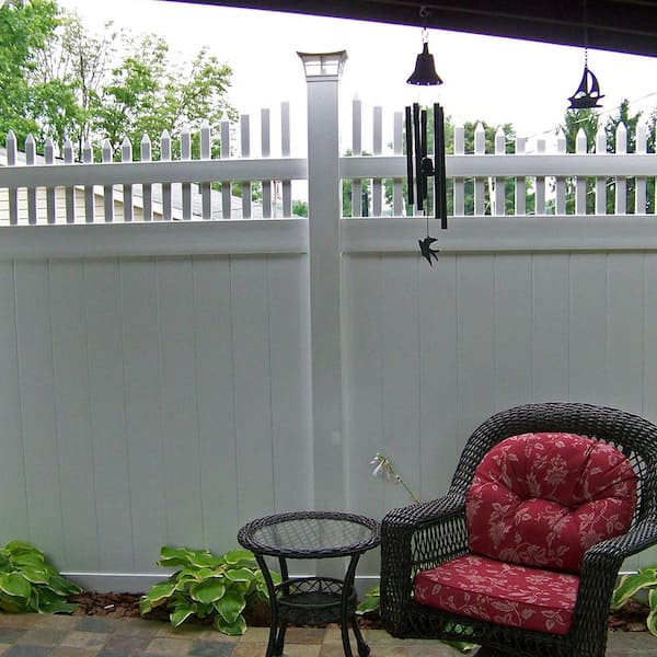 5 in. x 5 in. x 11.6 ft. White Vinyl Fence End Post