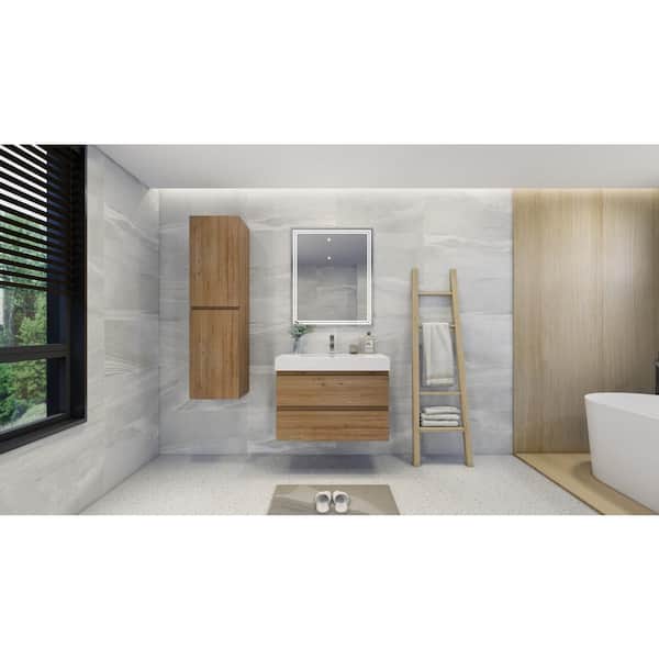 Moreno Bath Fortune 36 in. W Bath Vanity in Natural Oak with Reinforced Acrylic Vanity Top in White with White Basin
