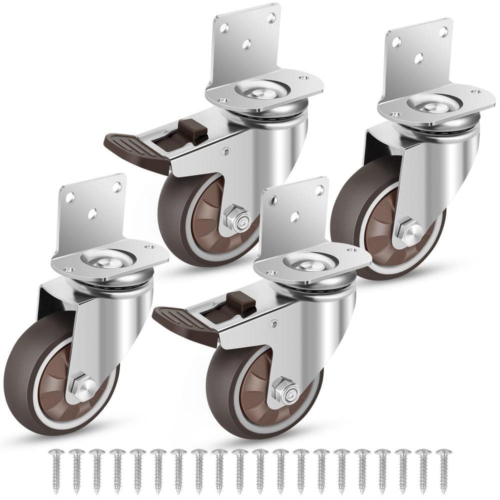 3 in. 360° 1000 lb. Capacity L-Shaped Small Rubber Caster for Furniture, B