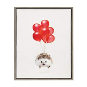 Sylvie "Hedgehog Balloons" by Amy Peterson Art Studio Framed Canvas Wall Art 18 in. x 24 in.