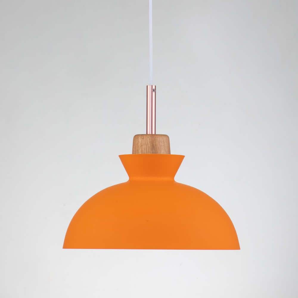 Ozma Orange Aluminum Dome Pendant Light with Adjustable Cord