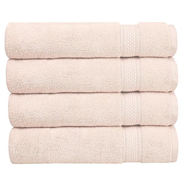 A1 Home Collections A1HC Bath Sheet 500 GSM Duet Technology 100% Cotton Ring Spun Peach Blush 35 in. x 70 in. Highly Absorbent (Set of 4)