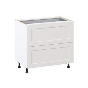 36 in. W x 24 in. D x 34.5 in. H Littleton Painted in Gray Shaker Assembled Base Kitchen Cabinet with a Inner Drawers