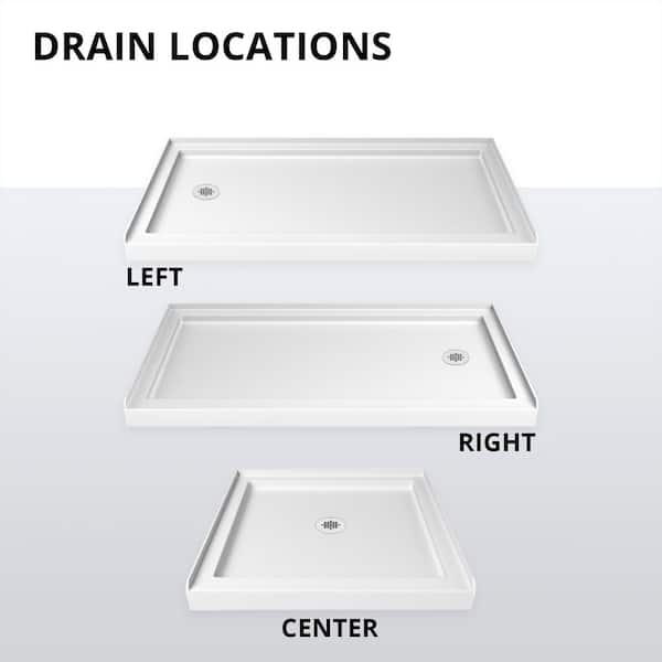 SlimLine 60 in. x 30 in. Single Threshold Shower Pan Base in White with Left Hand Drain