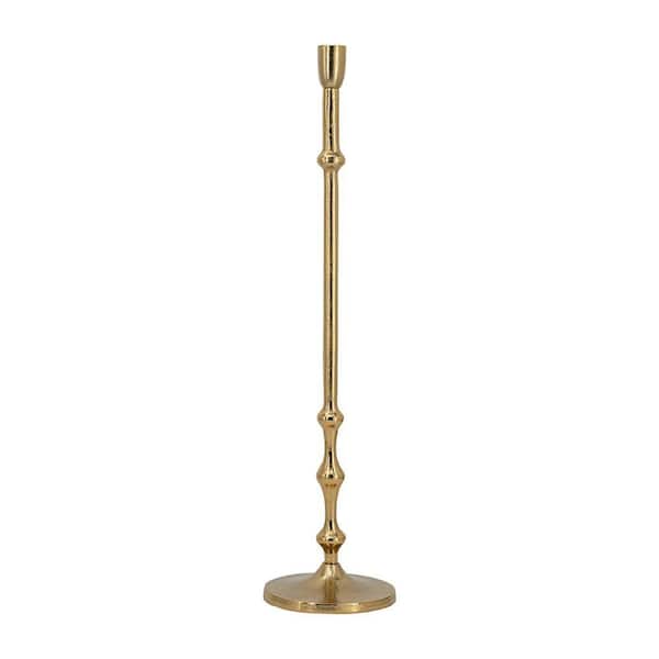5.5 in. Dia Bronze Aluminum Slender Taper Candle Holder 1-Piece with Bead Accents, for Office Home Decorative