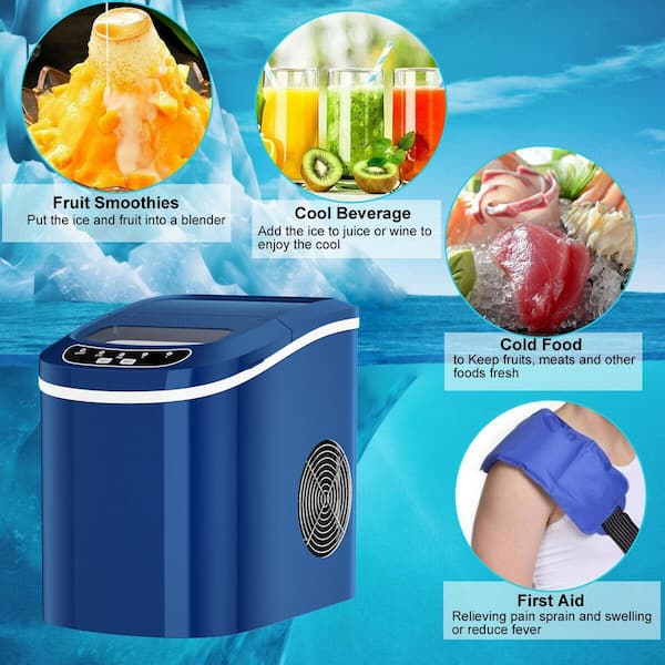 WELLFOR 26.5 lbs. Mini Portable Electric Ice Maker in Navy, Blue