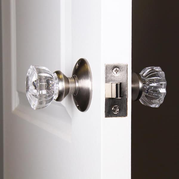 Defiant 2 in. Satin Nickel Victorian Glass Knob Mortise Set 70442 - The  Home Depot