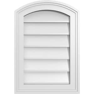 14 in. x 20 in. Arch Top Surface Mount PVC Gable Vent: Functional with Brickmould Frame