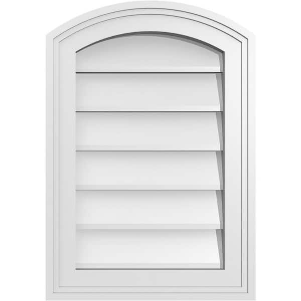 Ekena Millwork 14 in. x 20 in. Arch Top Surface Mount PVC Gable Vent: Functional with Brickmould Frame