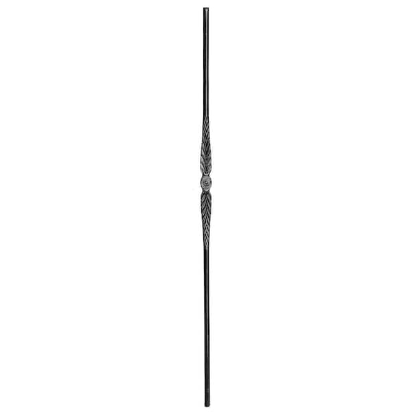 arteferro 44 in. x 9/16 in. Smooth Round Bar Single Center Stamped Warm Nickel Powder Coated Wrought Iron Stair Baluster