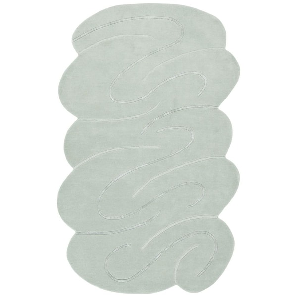 Novelty 5 ft. x 8 ft. Green Solid Swirls Specialty Area Rug