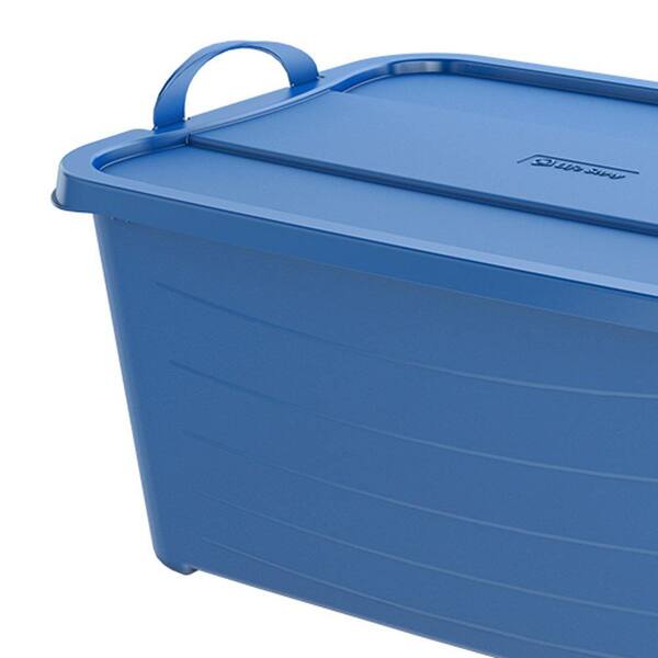 12 Pack Life Story Blue 55 Quart Stackable Closet Storage Box Containers Totes 