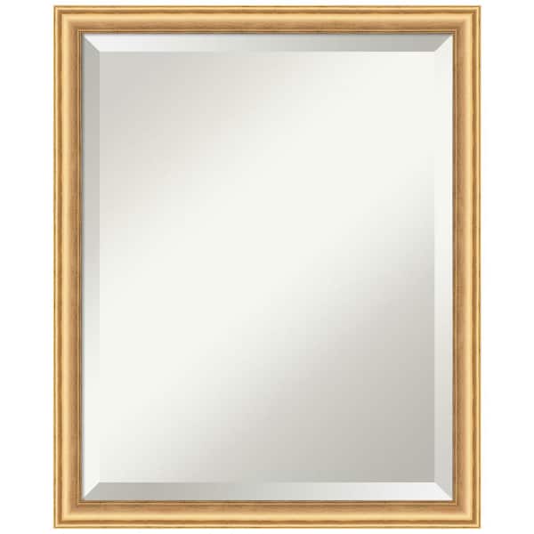 Amanti Art Salon Scoop Gold 18 in. x 22 in. Beveled Casual Rectangle Wood Framed Wall Mirror in Gold