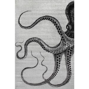 Adrienne Octopus Grey 3 ft. x 5 ft. Indoor Area Rug