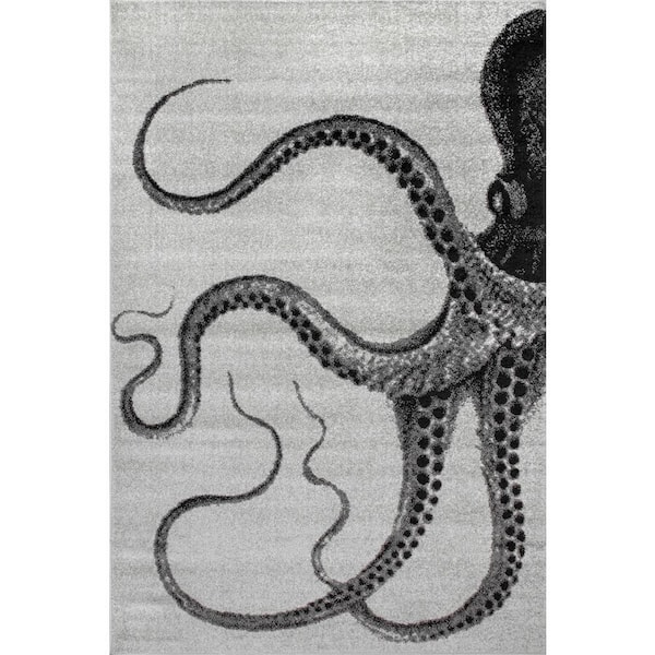 nuLOOM Adrienne Octopus Gray 6 ft. 7 in. x 9 ft. Area Rug
