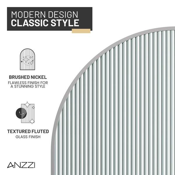 ANZZI Ember Series 34 in. W x 78 in. H Fixed Framed Shower Door in