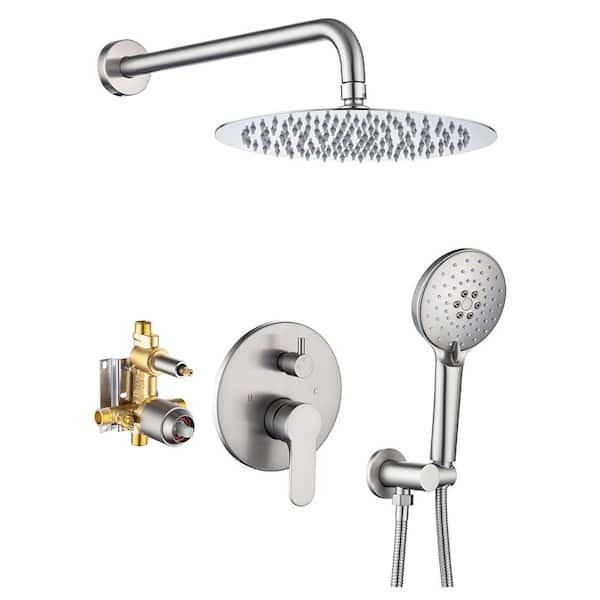 RAINLEX Shower Head Single Handle 1-Spray Shower Faucet 2.5 GPM with Anti Scald in. Brushed Nickel