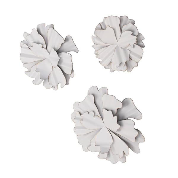 Litton Lane Set of 3 Eclectic 13, 17, and 19 inch white flower