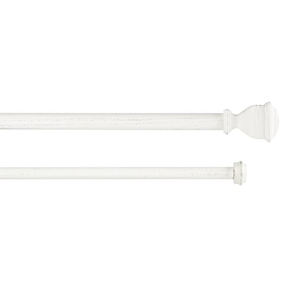 EXCLUSIVE HOME Napoleon 36 in. - 72 in. Adjustable 3/4 in. Double Curtain Rod Kit in White with Finial