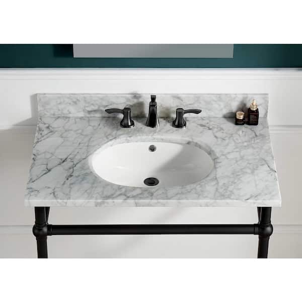 ANZZI Verona 34.5 in. Console Sink in Matte Black with Carrara White  Countertop CS-FGC004-MB The Home Depot