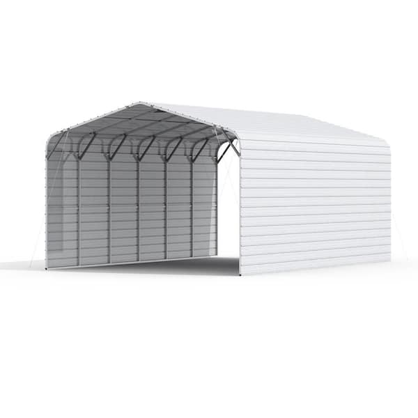 20 ft. W x 30 ft. D x 14 ft. H Cream Roof Heavy-Duty Steel Carport with 13 ft. Peak Height