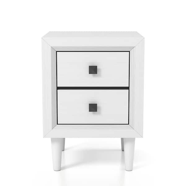 Guthrie 2-Drawer White Nightstand