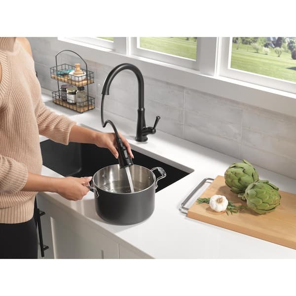 Westville Single Handle Pull Down Sprayer Kitchen Faucet in Matte Black