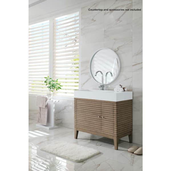 James Martin Vanities Linear 35.50 in. W x 18.8 in. Dx 29.8 in.H Vanity Cabinet Without Top in Whitewashed Walnut