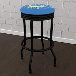 Chevrolet Super Service 29 in. Blue Backless Metal Bar Stool with Vinyl Seat