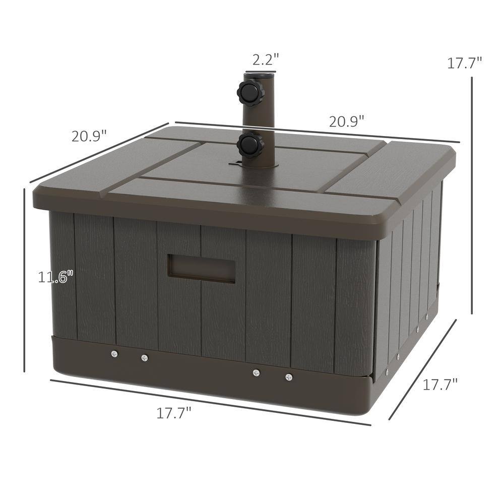 Brown Metal Wheeled Multiuse Outdoor Umbrella Base and Table