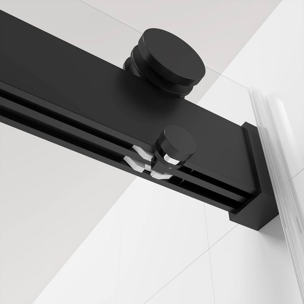Matte Black Frameless Sliding Shower Door with Tempered Glass