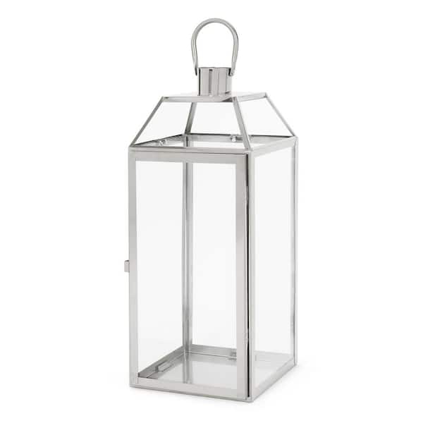 Noble House Doheny 7.5 in. x 18 in. Silver Stainless Steel Lantern