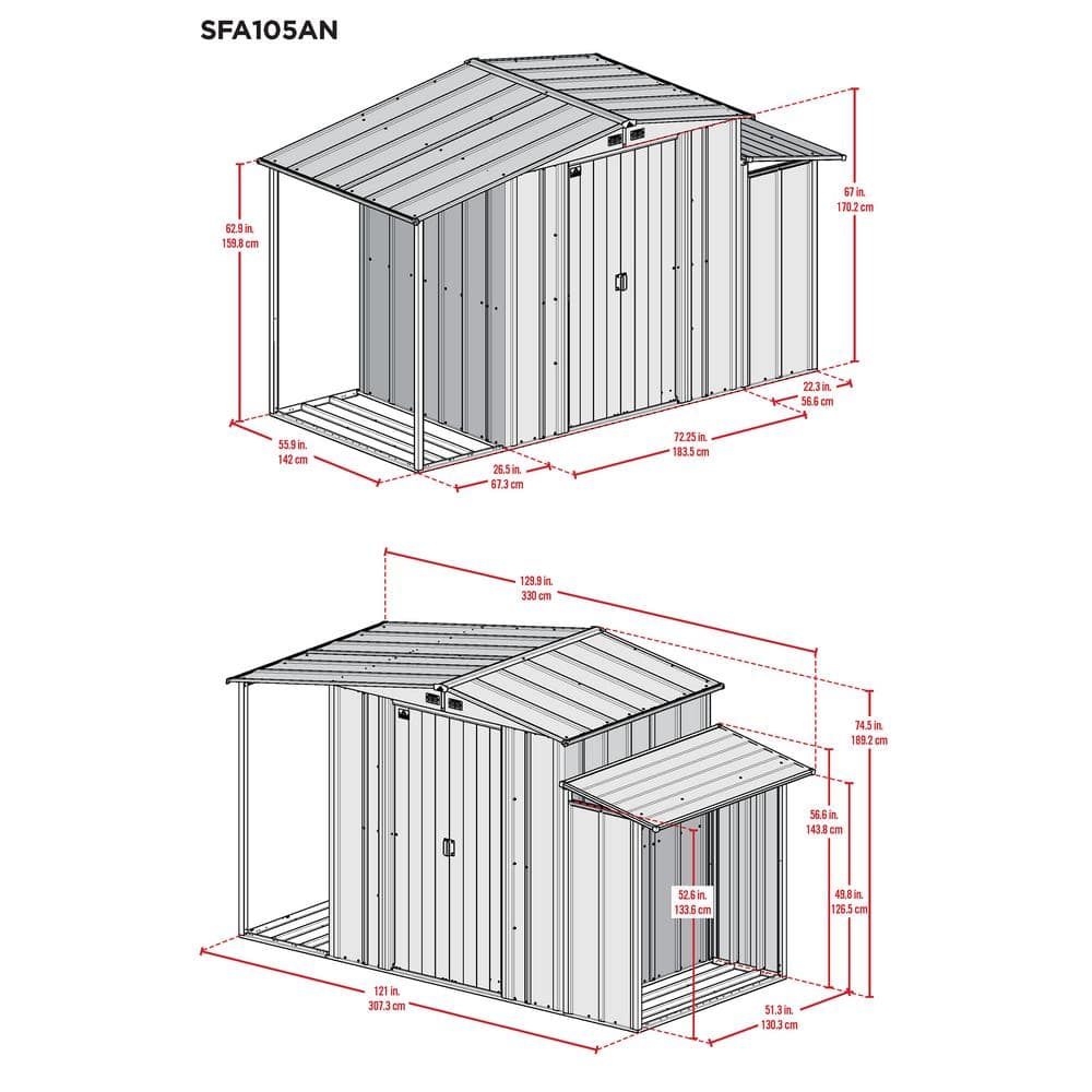 Gray 11 ft x 5 ft Steel Utility Storage Shed