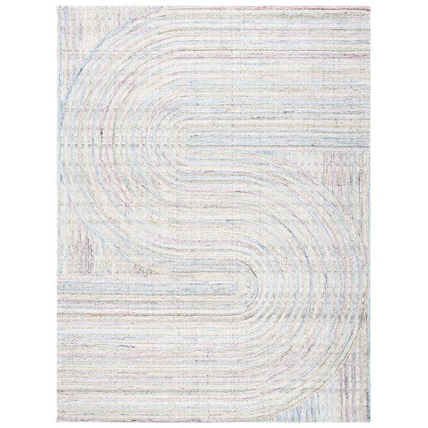 Southampton 8 ft. x 10 ft. Pink/Blue Meander Striped Area Rug