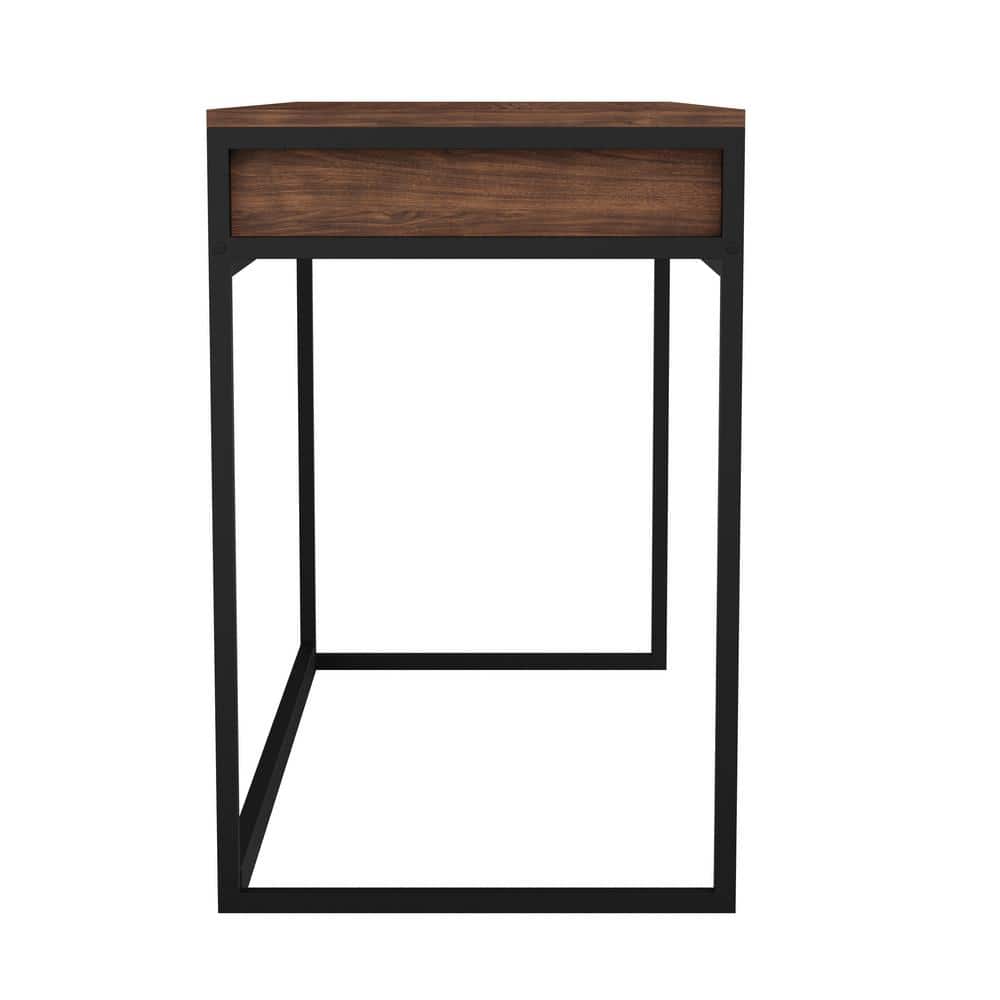 Walnut Wood Grain Desk with Oil Rubbed Bronze Frame and Drawers