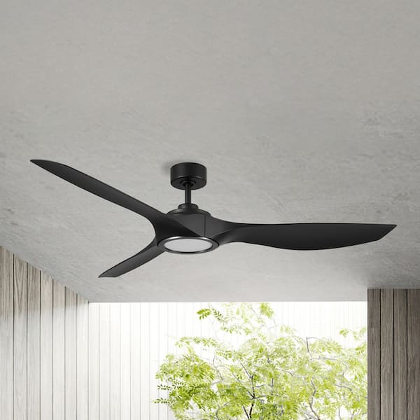 Pembridge 66 in. Indoor/Covered Outdoor Matte Black Ceiling Fan with Edge-Lit Adjustable White LED and Remote Included